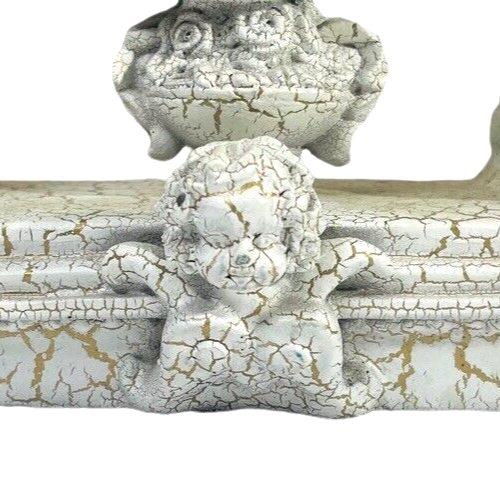 Plaster Mantel Quartz Clock w/Child of the Earth Statue 8"X9".