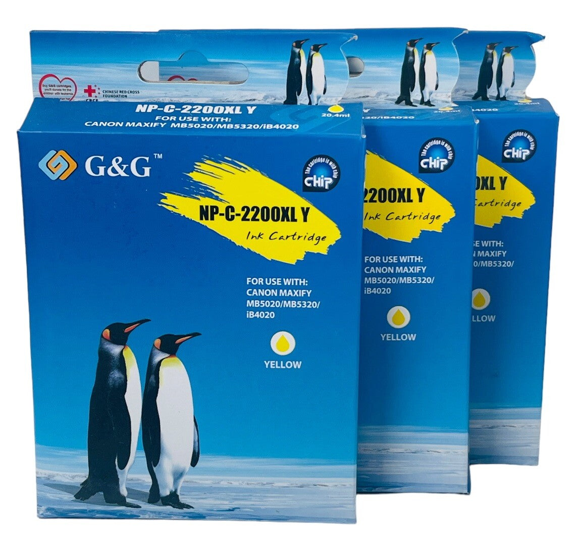 INK CARTRIDGE, COLOR-YELLOW EXPIRED 9/17~G&G NP-C-2200XL Y, NEW FACTORY-SEALED