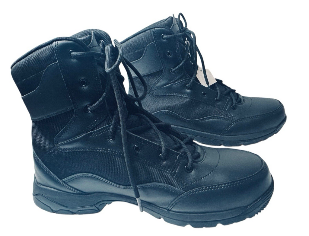 Interceptor Men's Black Leather Tactical Steel Toe Force Boots, Size 14 NEW.