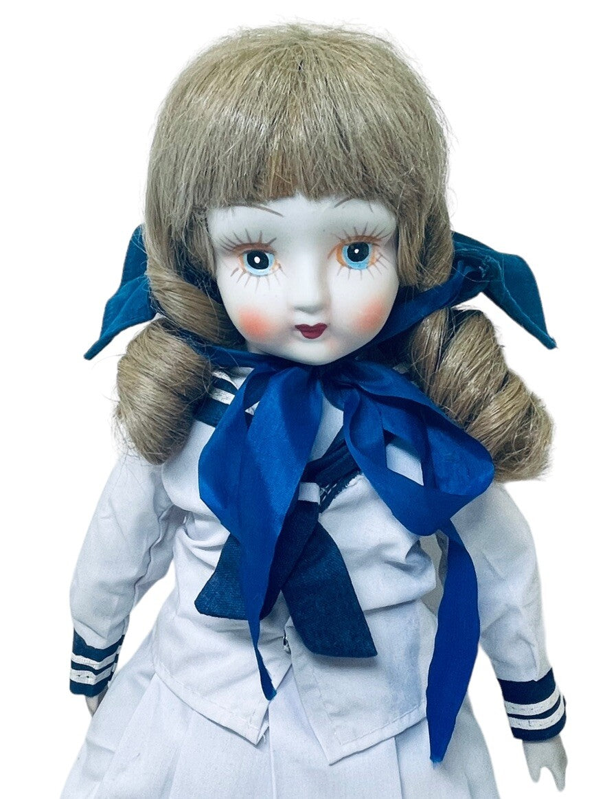 SAILOR GIRL DOLL 18" ALL HAND SEWN, CERAMIC HEAD/ARMS/LEGS/SHOES `VINATGE 1979