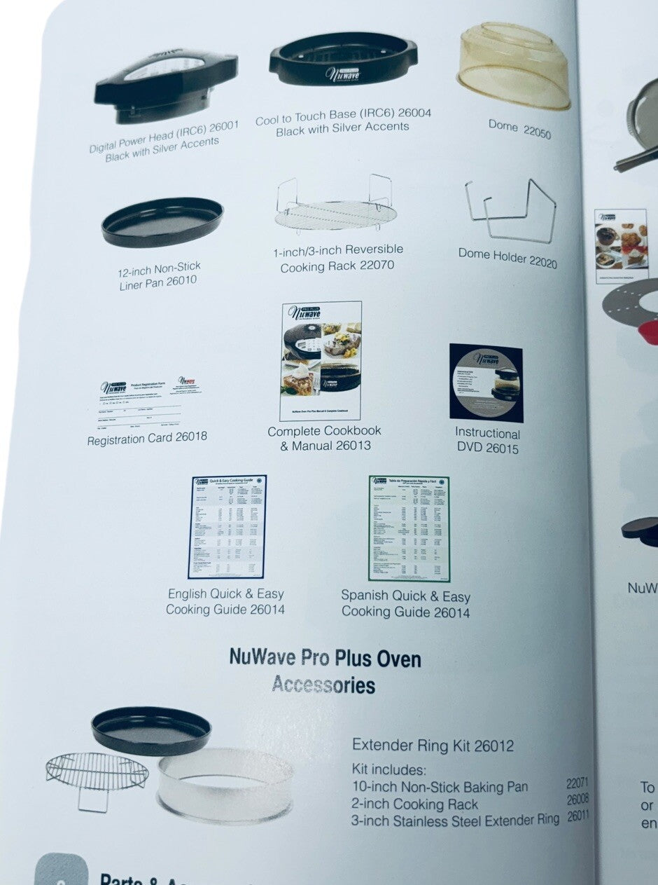 NUWAVE™ PRO PLUS INFRARED OVEN MODEL 20601 MANUAL & COMPLETE COOKBOOK~BRAND NEW