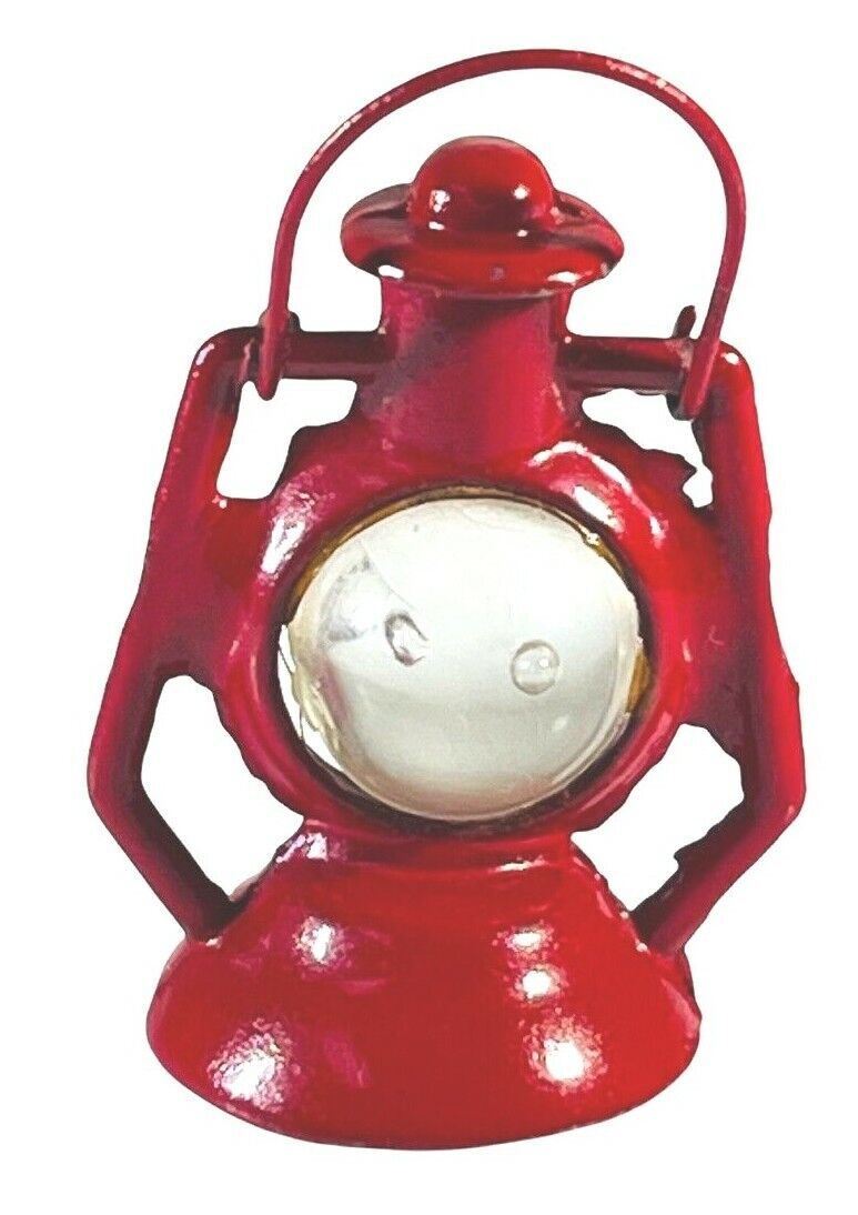 LOT of  4 METAL DOLLHOUSE SIZE Red Mailbox/Fire Hydrant/Lantern/Sewing Machine