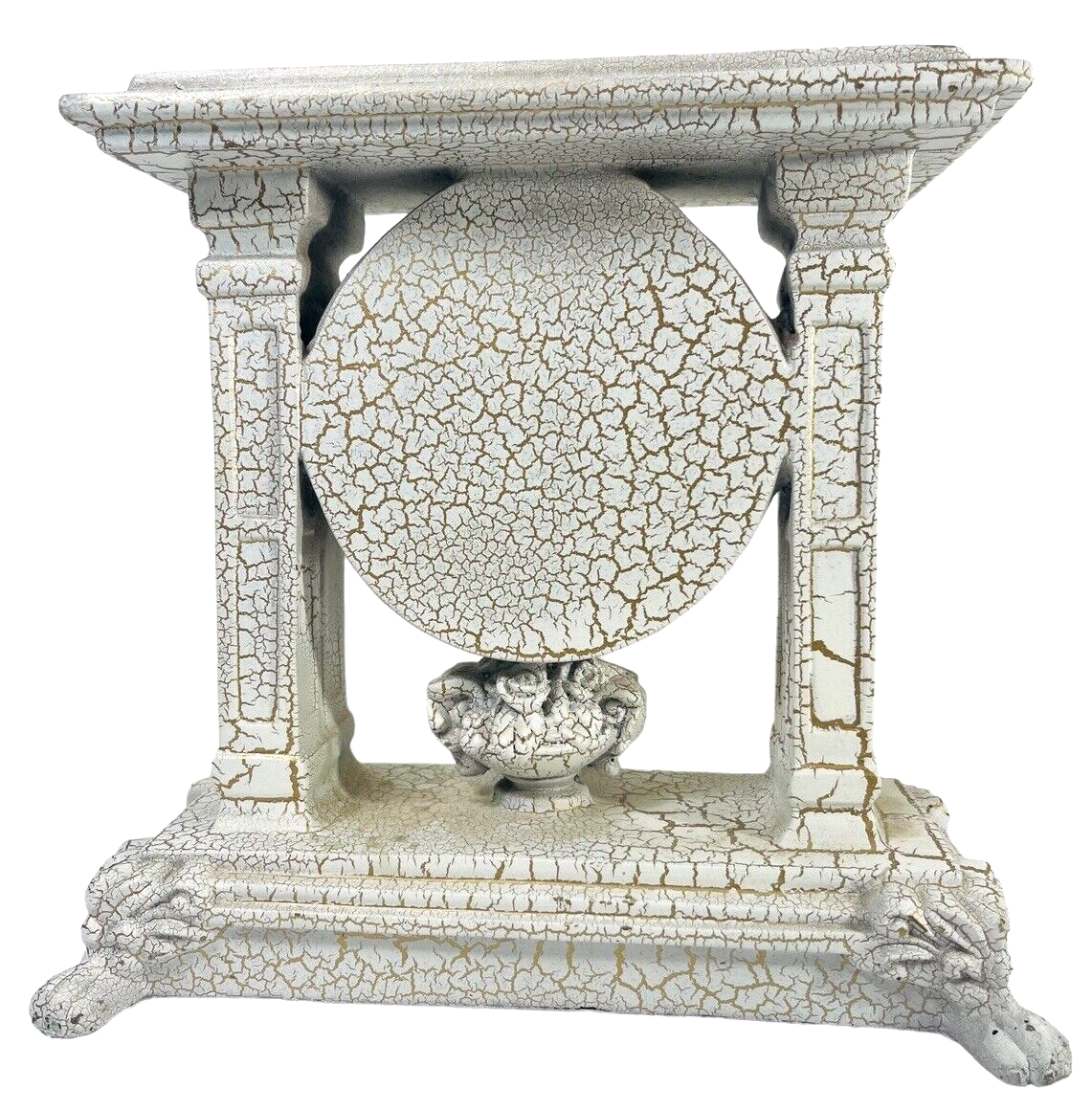 Plaster Mantel Quartz Clock w/Child of the Earth Statue 8"X9".