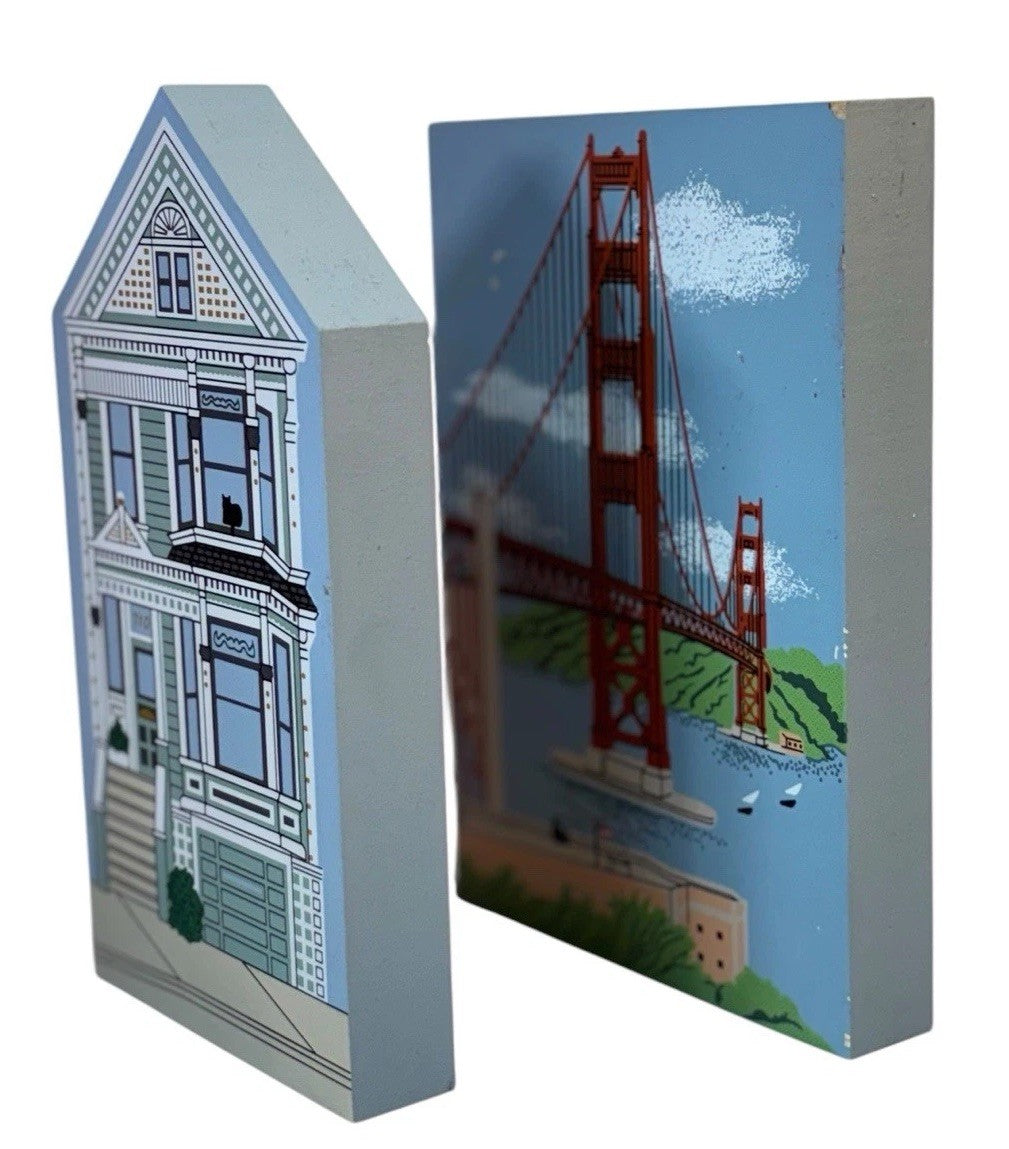 The Cat's Meow Wooden 1933 GOLDEN GATE BRIDGE ~ 1984 VICTORIAN ROWHOUSE ALAMO SQ