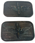 US ARMY BELT BUCKLE AVIATION BRANCH PROPS W/WINGS INSIGNIA "NO BELT LOOP"