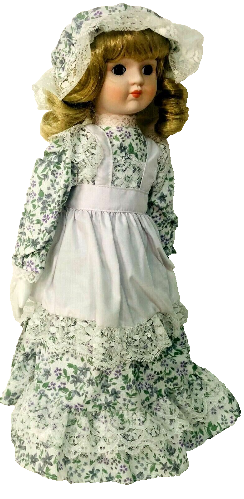 China Porcelain 15'' Doll ~ Dark Blue Eyes ~ In Original Box, MINT CONDITION
