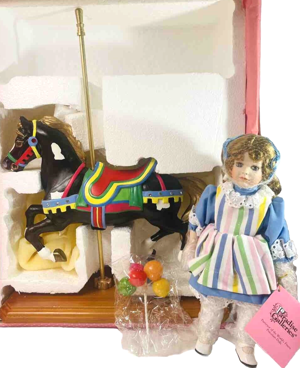 NEW Carousel Kids ALICIA 10" Porcelain Doll & Carousel Horse By: Paradise Galler