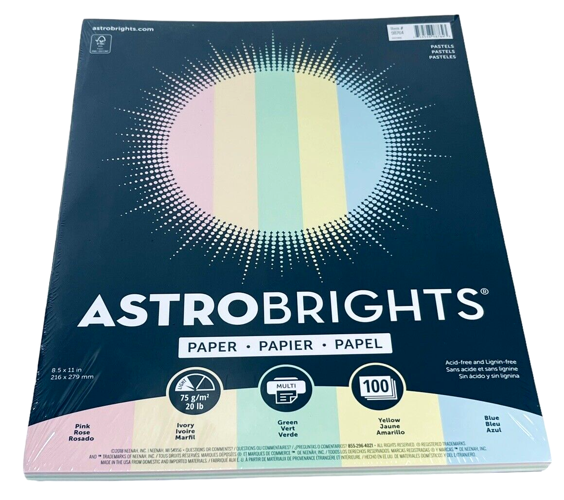 Pastel Colors Copy Paper 100 sheets 8.5 × 11in. ASTROBRIGHTS Item # 98764