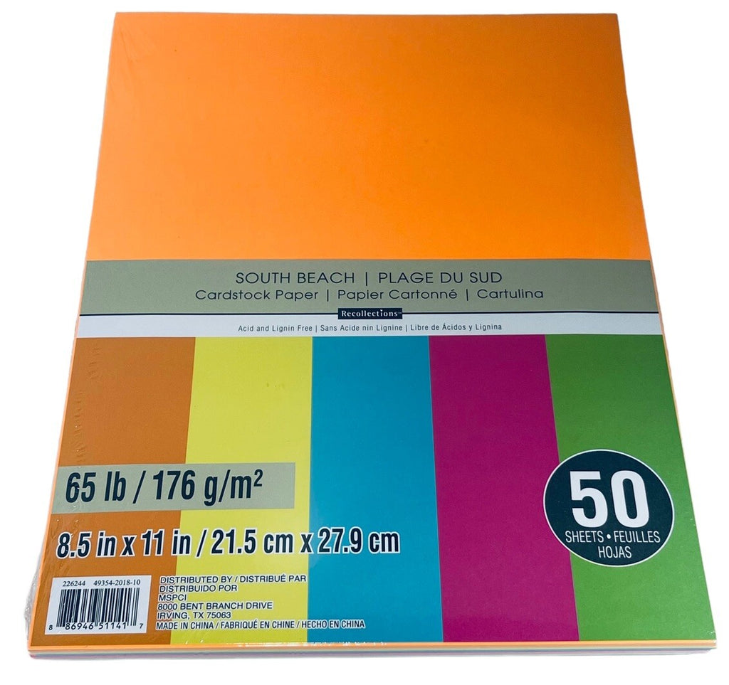Cardstock Copy Paper 8 1/2" x 11" 50 Sheets 5-SOUTH BEACH Colors Recollections