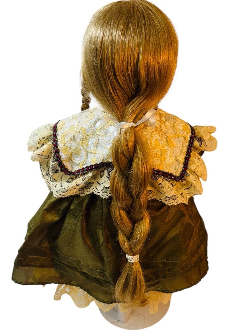 Porcelain Girl Doll Victorian Style Blode Hair, Astrology Print Clothes 16” Tall