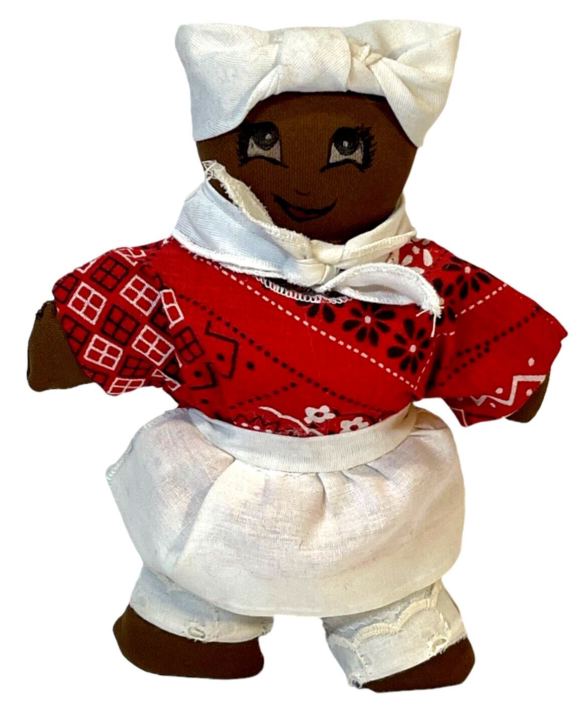 Cloth Doll African American "WERAING BANDANA TOP & WHITE PUFF PANTS" Vintage