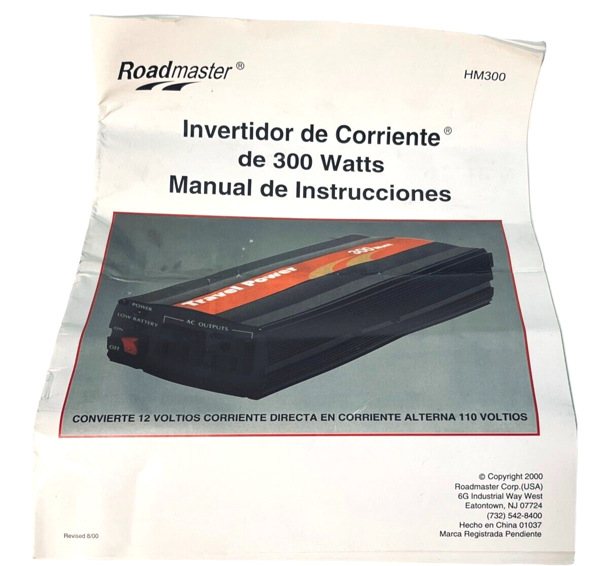Inverter Travel Power HM300 300-Watt Dual 110V Output W/Manual Roadmaster