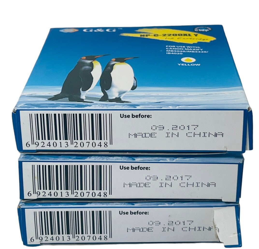 INK CARTRIDGE, COLOR-YELLOW EXPIRED 9/17~G&G NP-C-2200XL Y, NEW FACTORY-SEALED