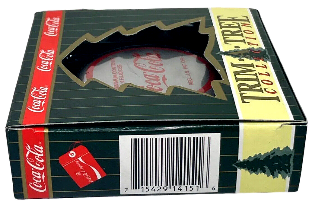 1990 Coca Cola Bottle Cap Christmas Ornament, Santa Drinking Cola!