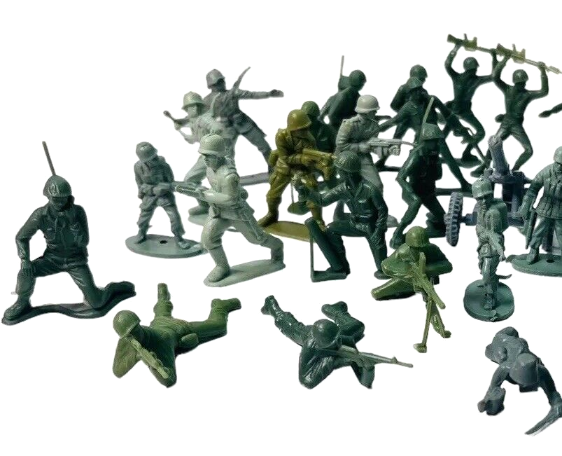 Vintage Tim-Mee Toy Soldiers Green Army Men 60mm Plastic ~ Mix Lot Of 39