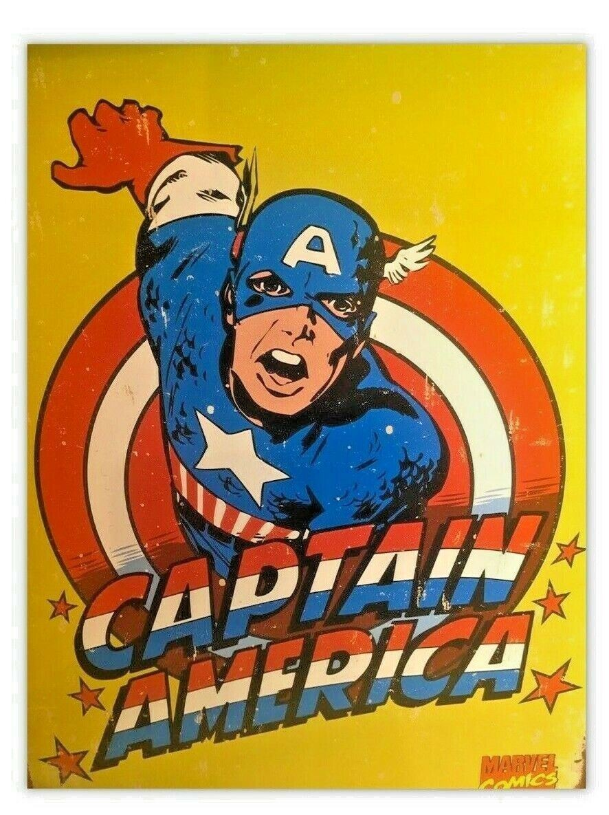 Retro DC Metal Tin Signs Superman & Captain America 2007 - UNBELEAVABLE RARE