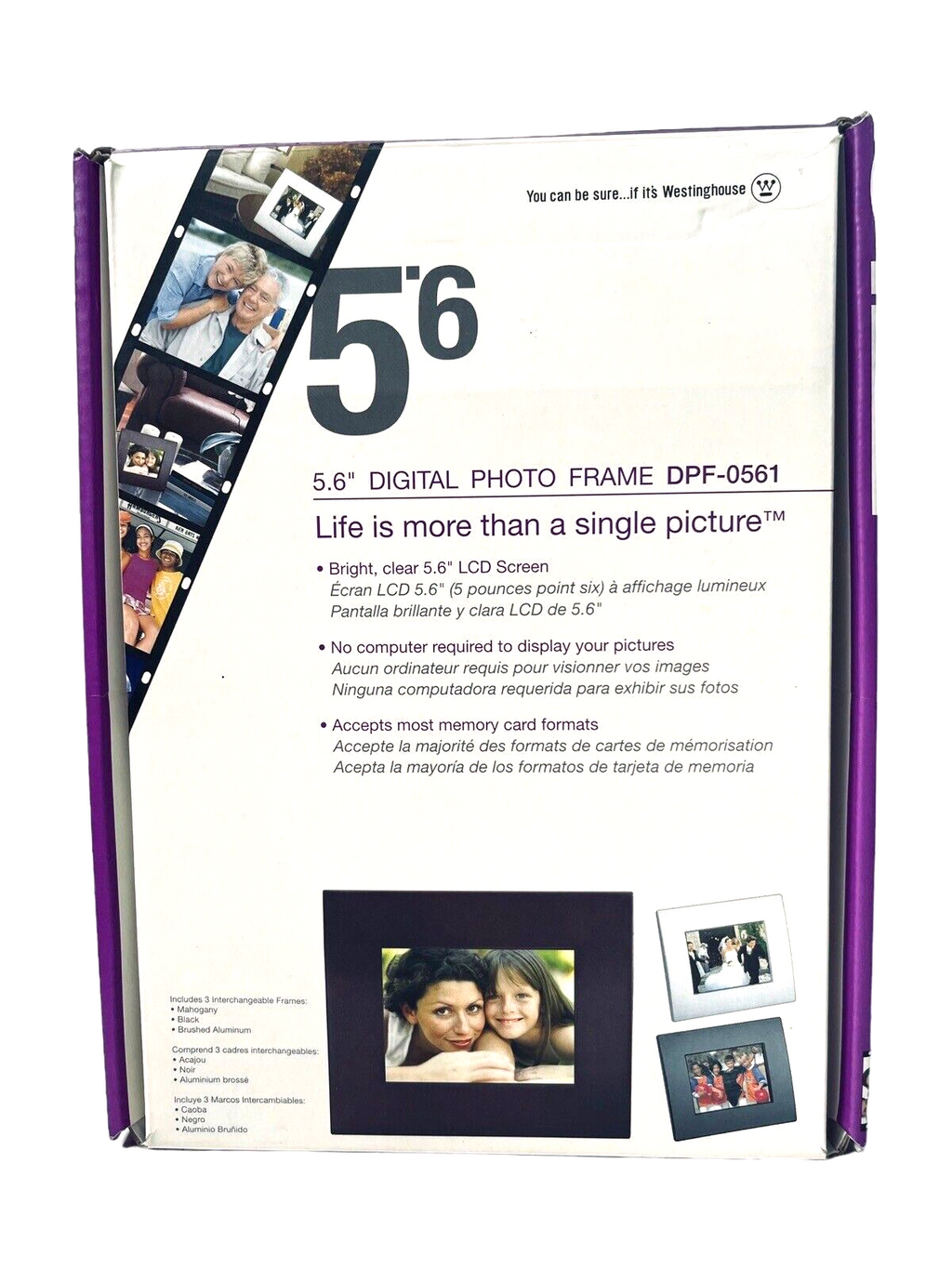 LCD 5’6 Digital Photo Frame DPF-0561 2-Frames Mahogany & Black - Westinghouse