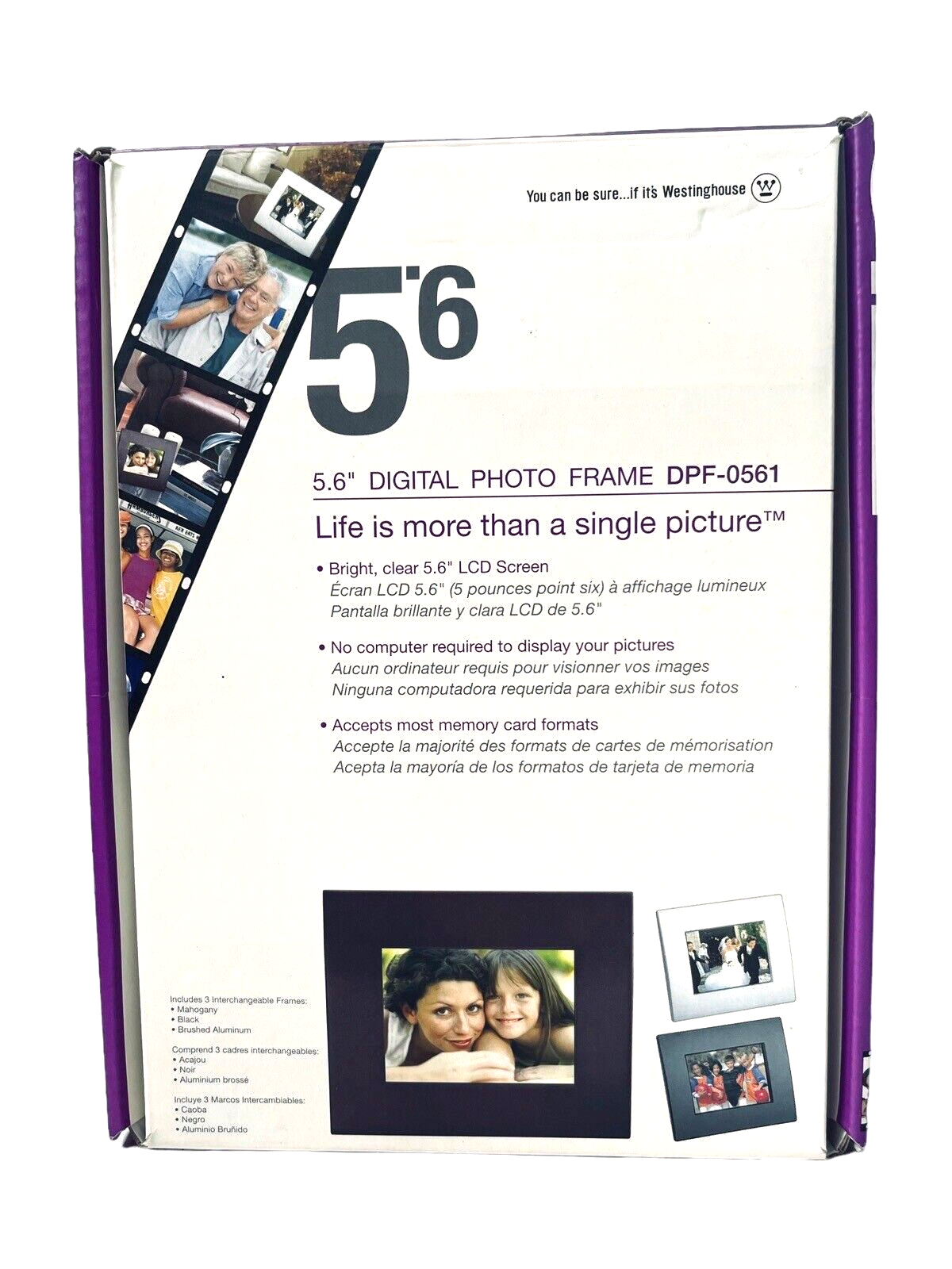 LCD 5’6 Digital Photo Frame DPF-0561 2-Frames Mahogany & Black - Westinghouse