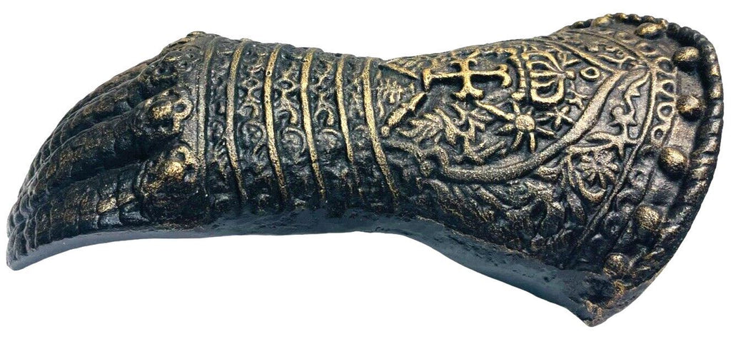 Medieval Armor Glove Gauntlet Display, French Knight, 6"W x 3"D x 12"H & 4 lbs.