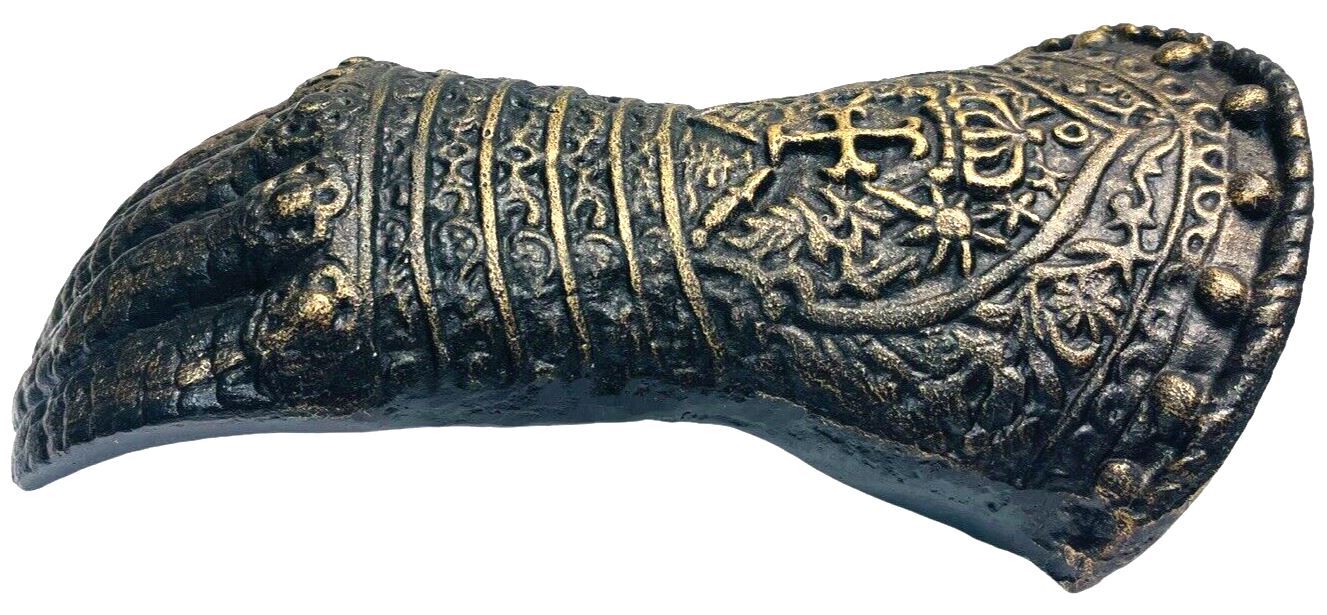 Medieval Armor Glove Gauntlet Display, French Knight, 6"W x 3"D x 12"H & 4 lbs.