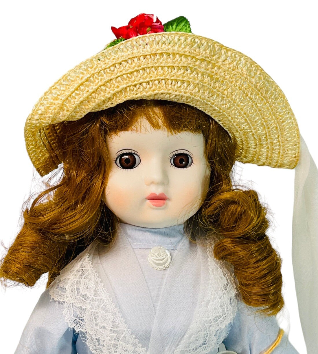 Red Hair Doll 1982 The Porcelain Collection 18” ~ Wearing Long Blue Cotton Dress