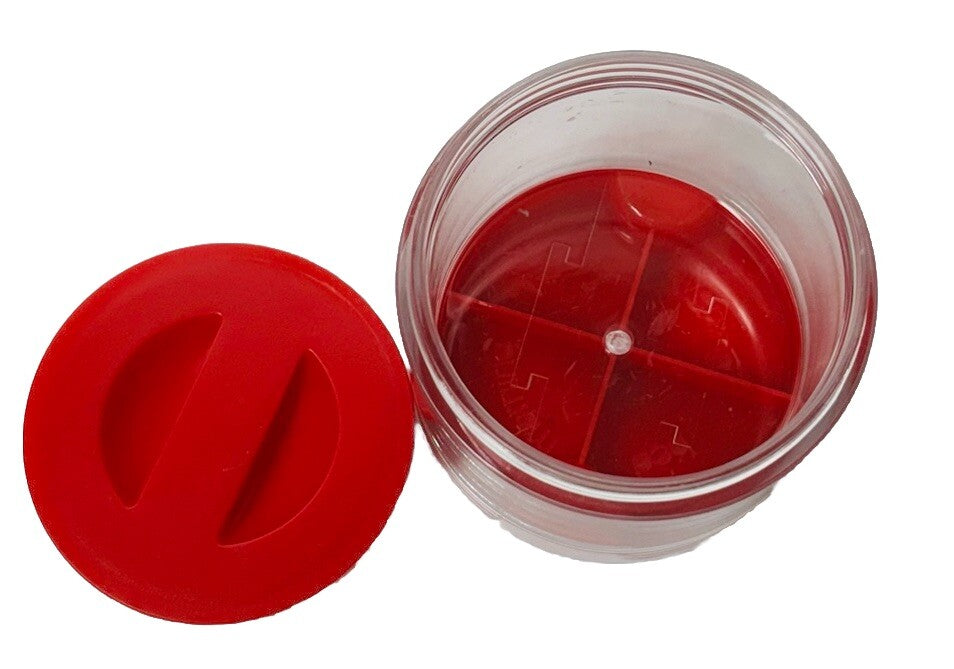 Fruit Infuser Water Bottle W/Pill Storage (Morning/Noon/Evening/Bed) Red & Clear