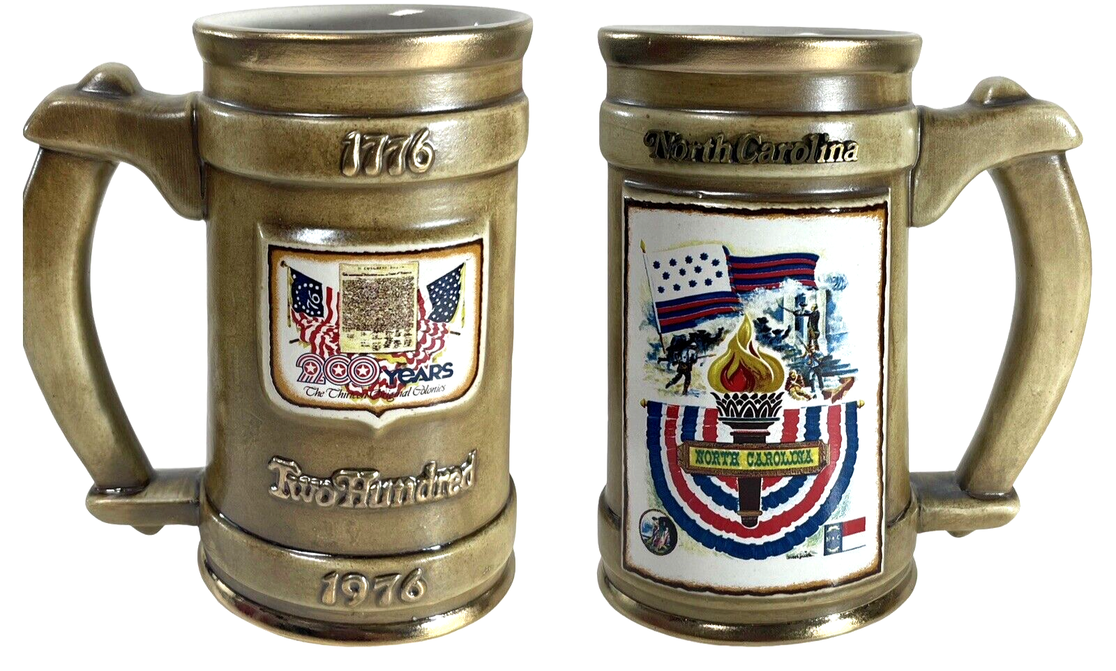 North Carolina Ceramic Stein Mug 1976 USA 200 Years Celebration No.165 ~ RARE