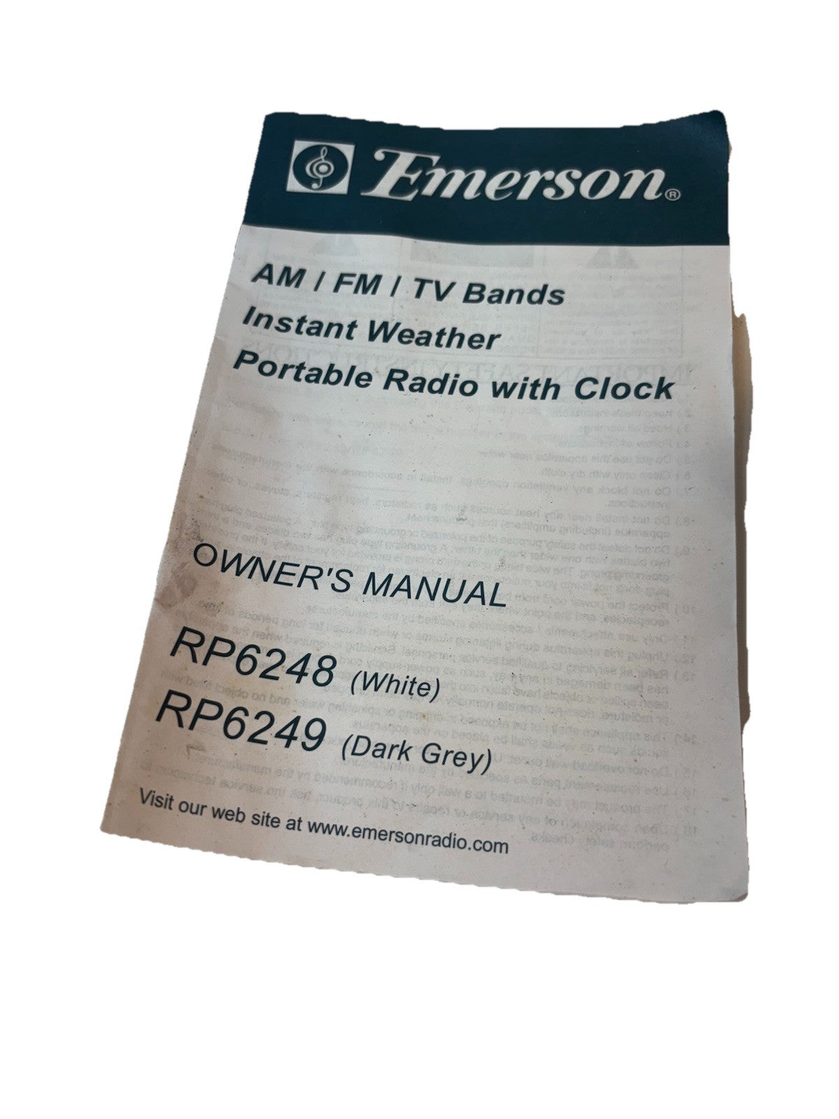 Genuine Emerson (RP6249) Dark Grey Instant Weather Band Radio w/ TV Sound!