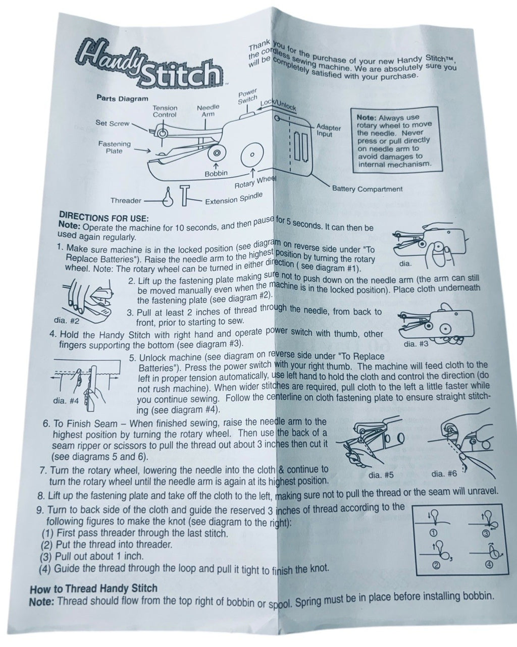 Handy Stitch - Portable Battery Powered Handheld Sewing Machine with Manual