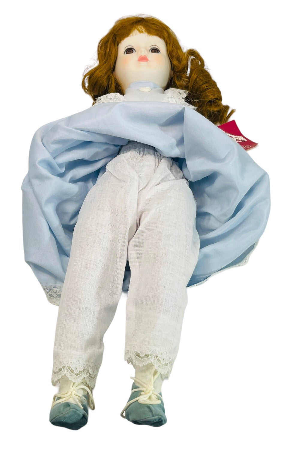 Red Hair Doll 1982 The Porcelain Collection 18” ~ Wearing Long Blue Cotton Dress