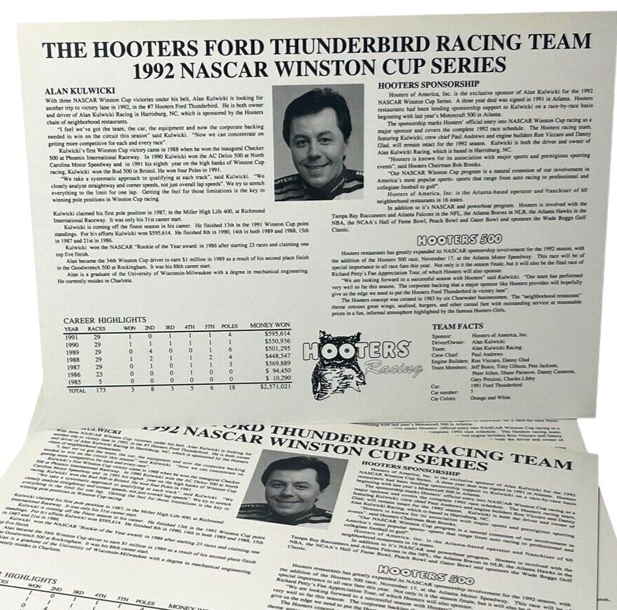#7 Alan Kulwicki Racing Career · Racing Card 5'' X 7" Underbird Rising BRAND NEW