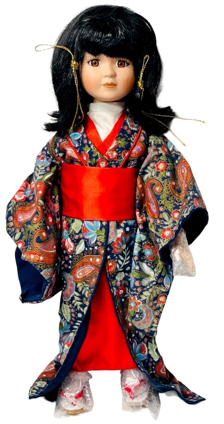 Vintage Japanese Ichi-Matsu Ningyo Doll Wearing Kimono H 16''x W 5''