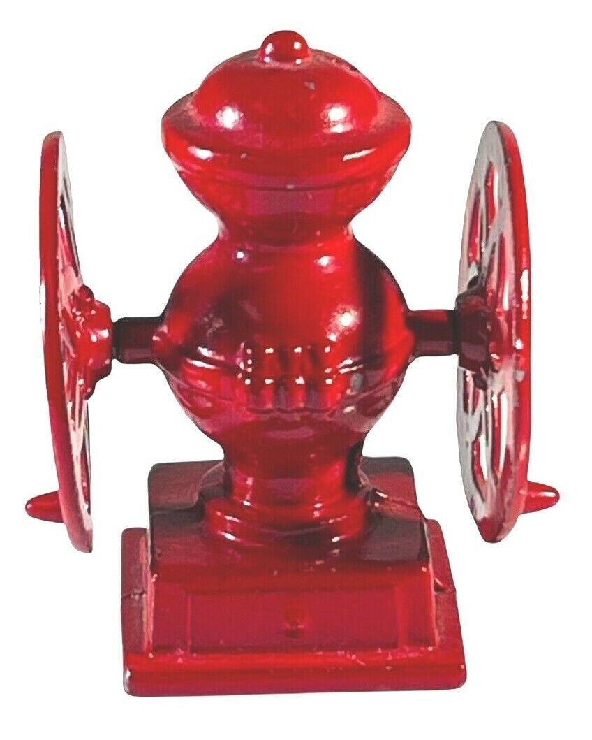 LOT of  4 METAL DOLLHOUSE SIZE Red Mailbox/Fire Hydrant/Lantern/Sewing Machine