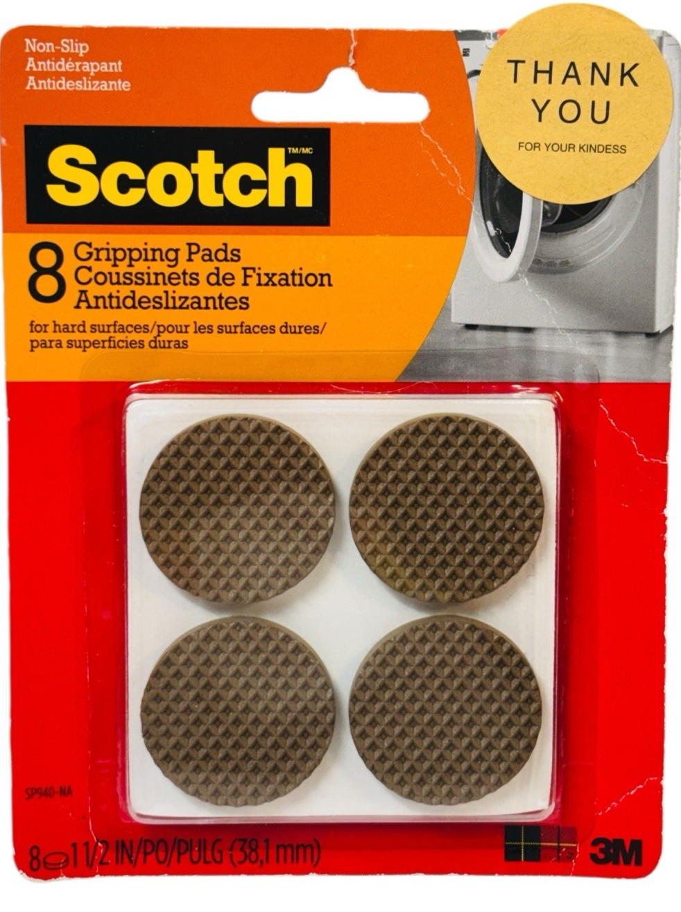 Lot of 2 Scotch 1.5" Brown Round Hard Surface Gripping Pads 8-Pk & 16 Felt Pads.