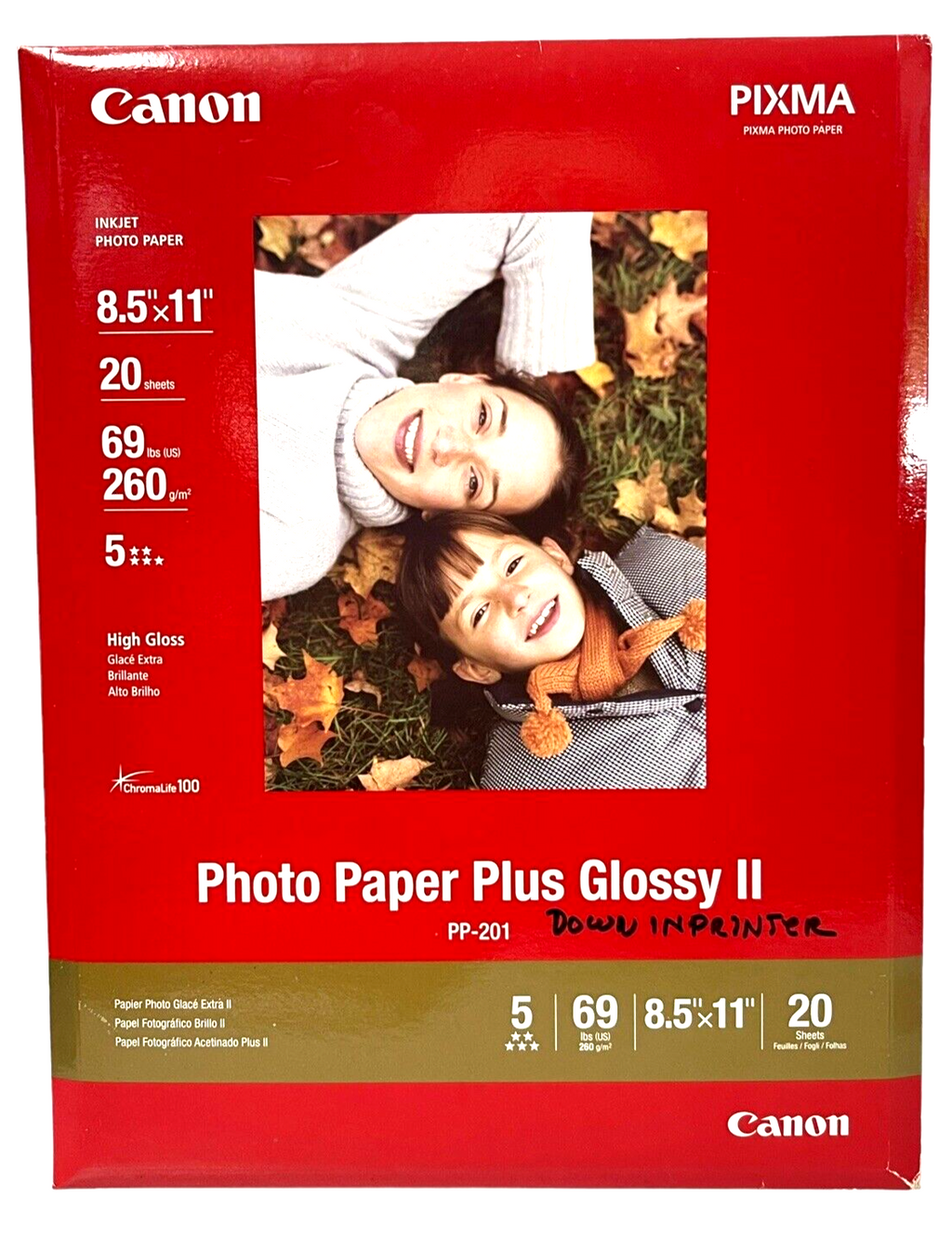 GLOSSY II Photo Paper Plus 8-1/2 x 11~Pack of 20 (ONLY 15) Sheets Canon PP-201