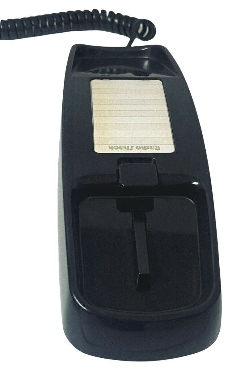 Trimline Telephone Corded Land Line Push Button - Black Radio Shack #90374 WORKS