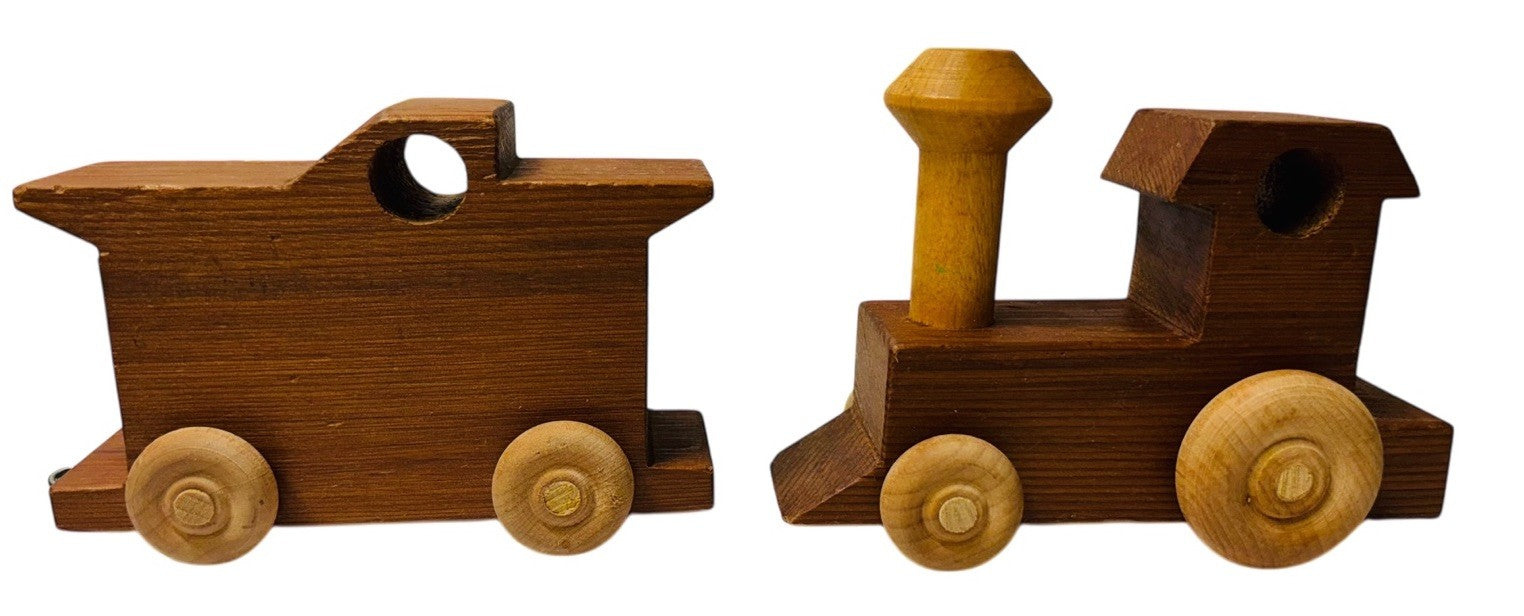 4 Piece- Wooden Train Locomotive Set Beautiful Vintage Handmade Train Set