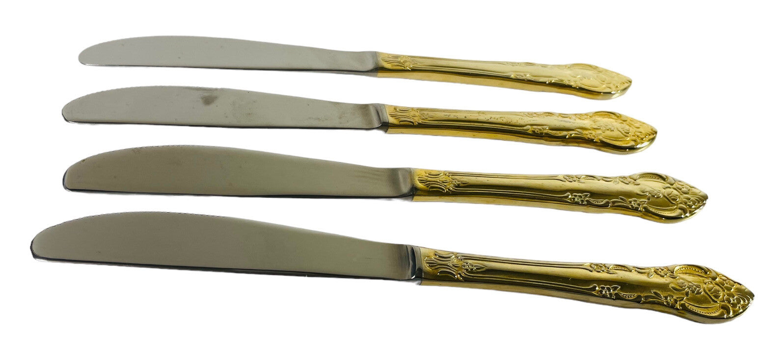 Gold Stainless-Steel Silverware 20 Piece Set~Serving for 4 ~ H. F. LTD. VINTAGE