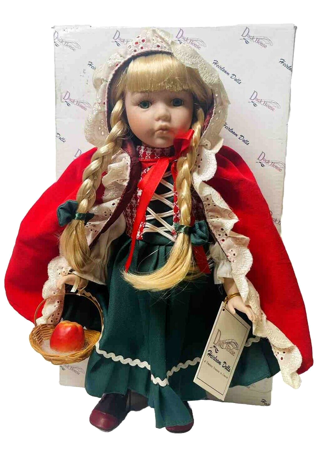 Little Red Riding Hood Doll w/Wicker Basket, Original Box Duck House Heirloom