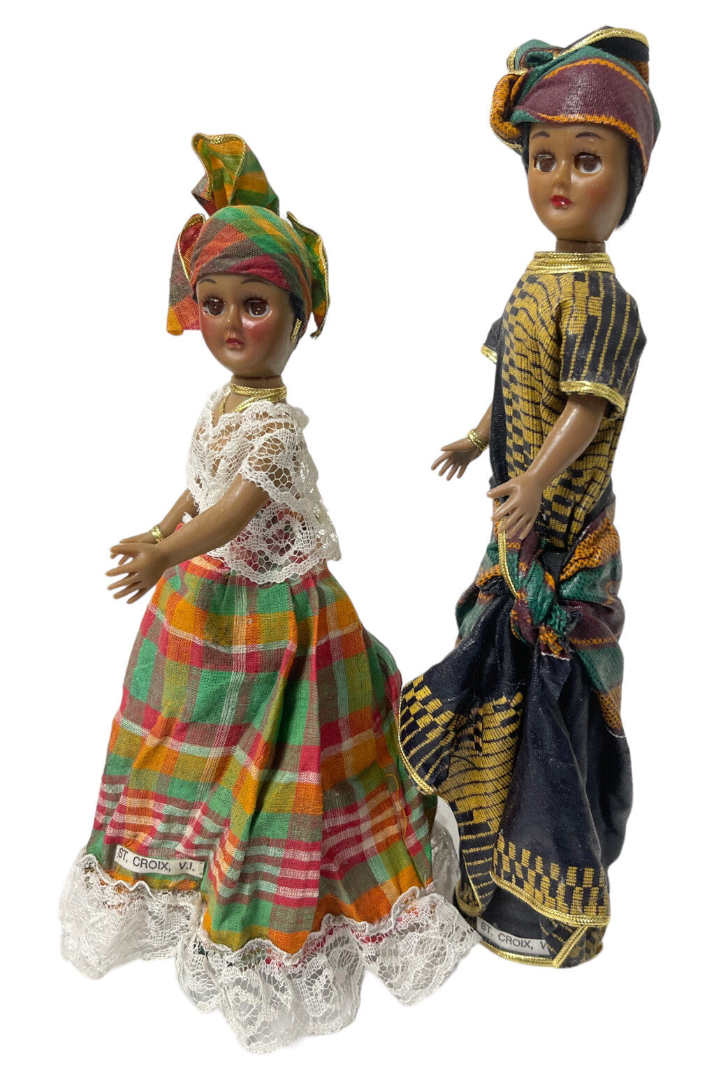 ST. CROIX DOLLS, V.I. HANDMADE, 9'' & 11'' TALL by; AMELIA GILL, RARE VINTAGE