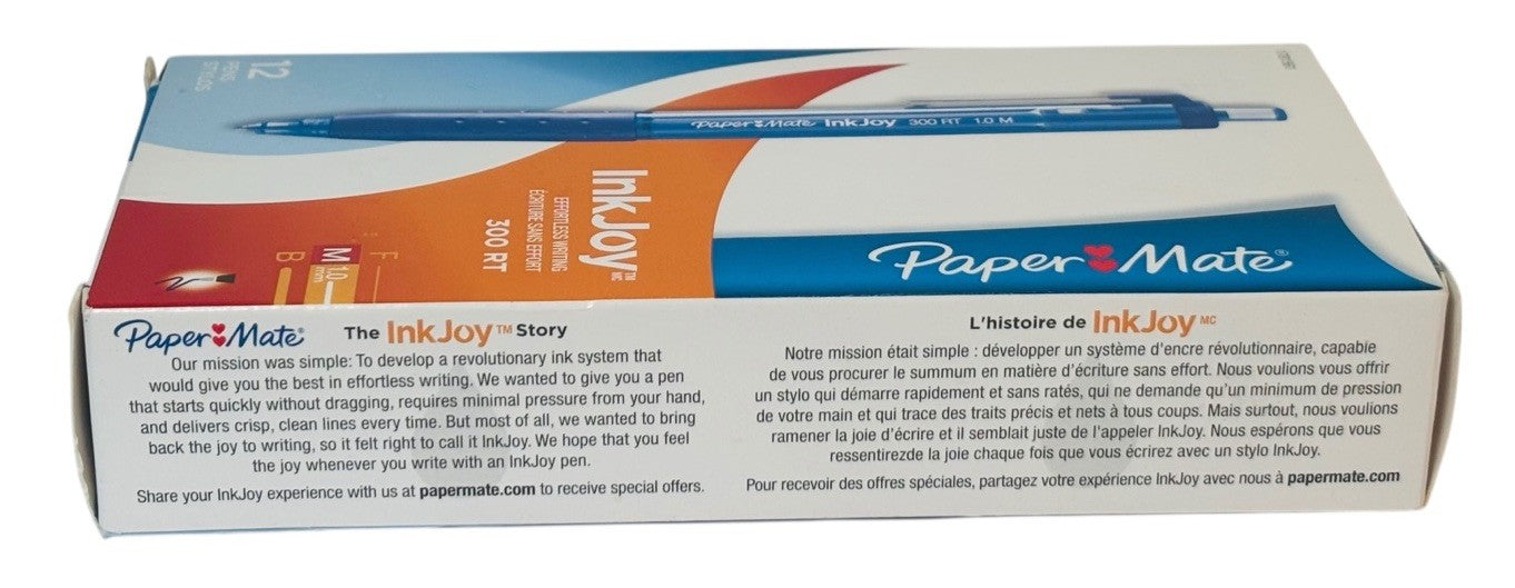 NEW Paper Mate InkJoy 300 RT Retractable Pens, Medium Point 1.0mm Translucent B