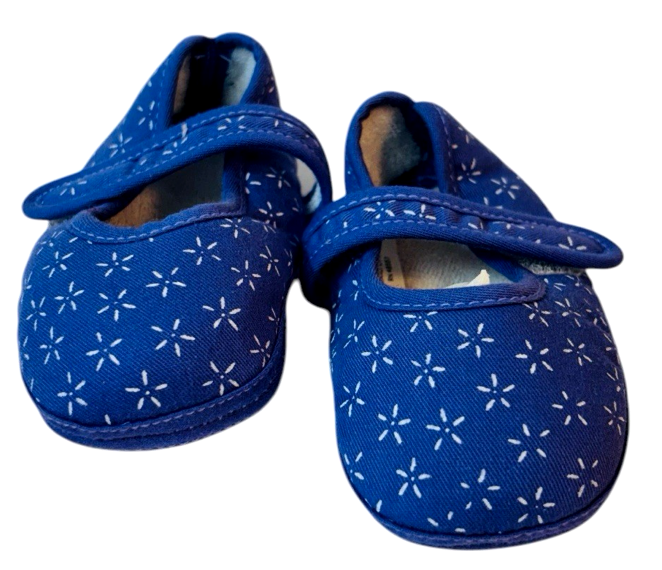 Lot of 2 Doll Baby Shoes ~ Blue & Peach Soft Sole L 4.5" X W 2" Preowned