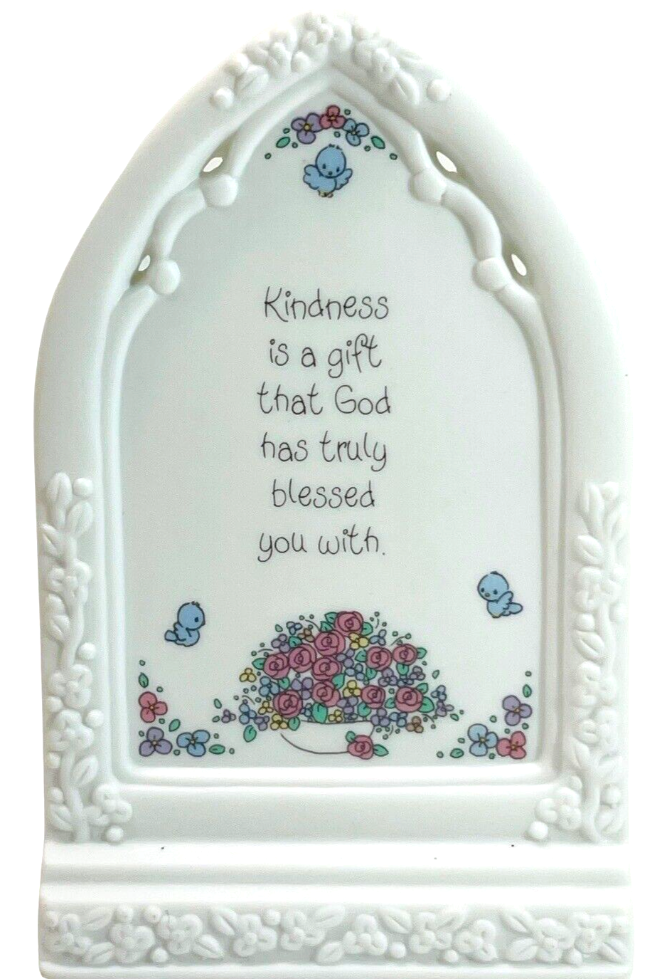1993 Enesco Precious Moments Figurine Girl at Birdbath - Inspirational Cross Ene