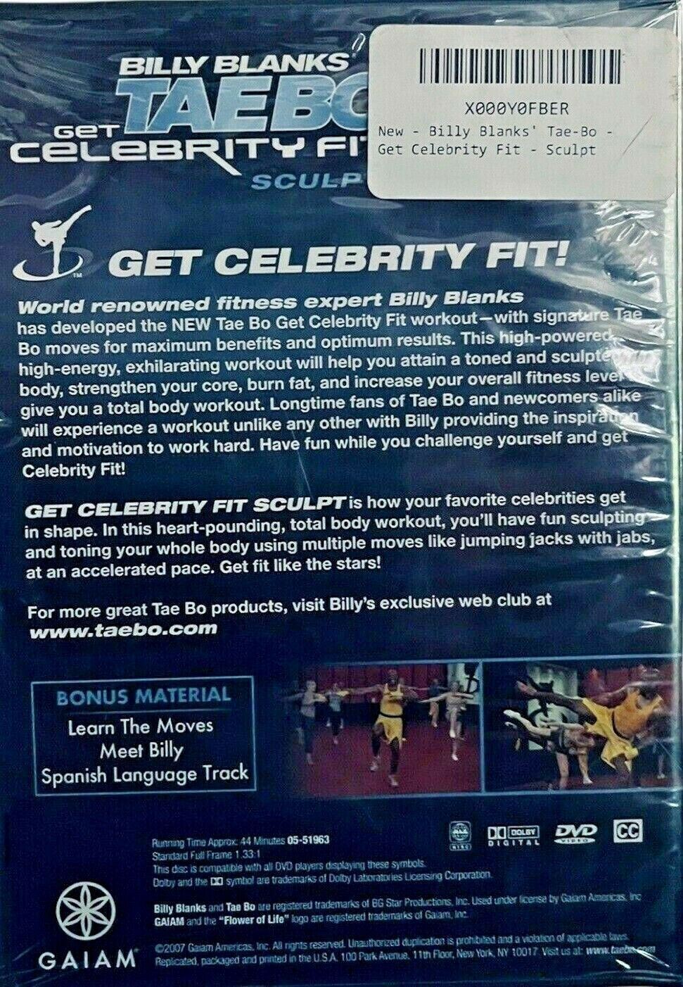 Billy Blanks TEABO Get Celebrity Fit Get Sculpt (DVD, 2007) New Factory Sealed