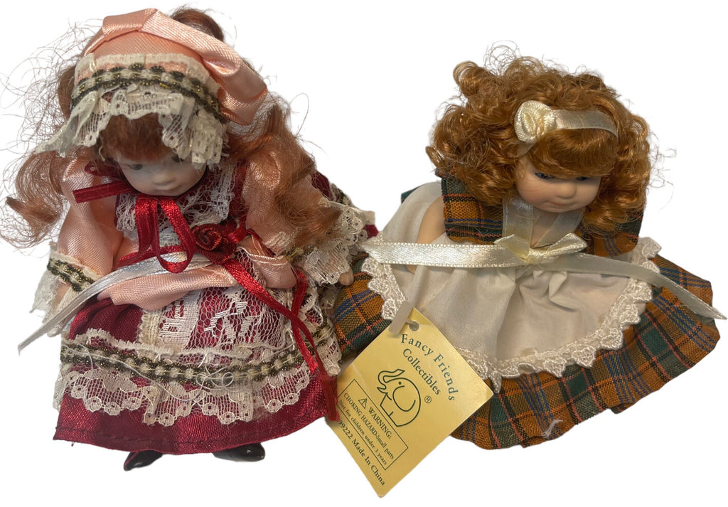 Fancy Friends 4" Porcelain Dolls Lot-2 Collectibles Green Trading VINTAGE