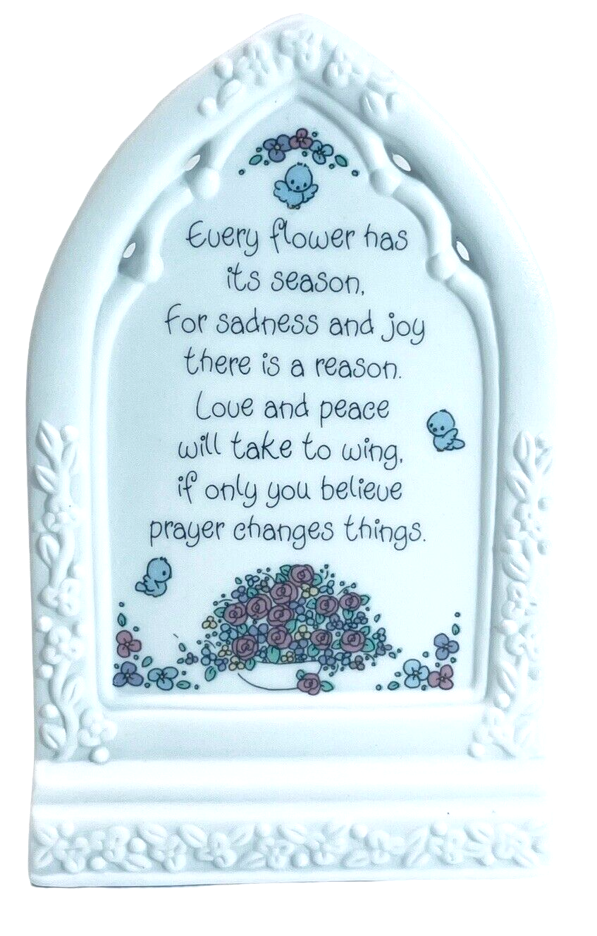 Porcelain PLAQUE - GIRL PRAYING - 1993 Precious Moments Enesco 255866/J - MINT