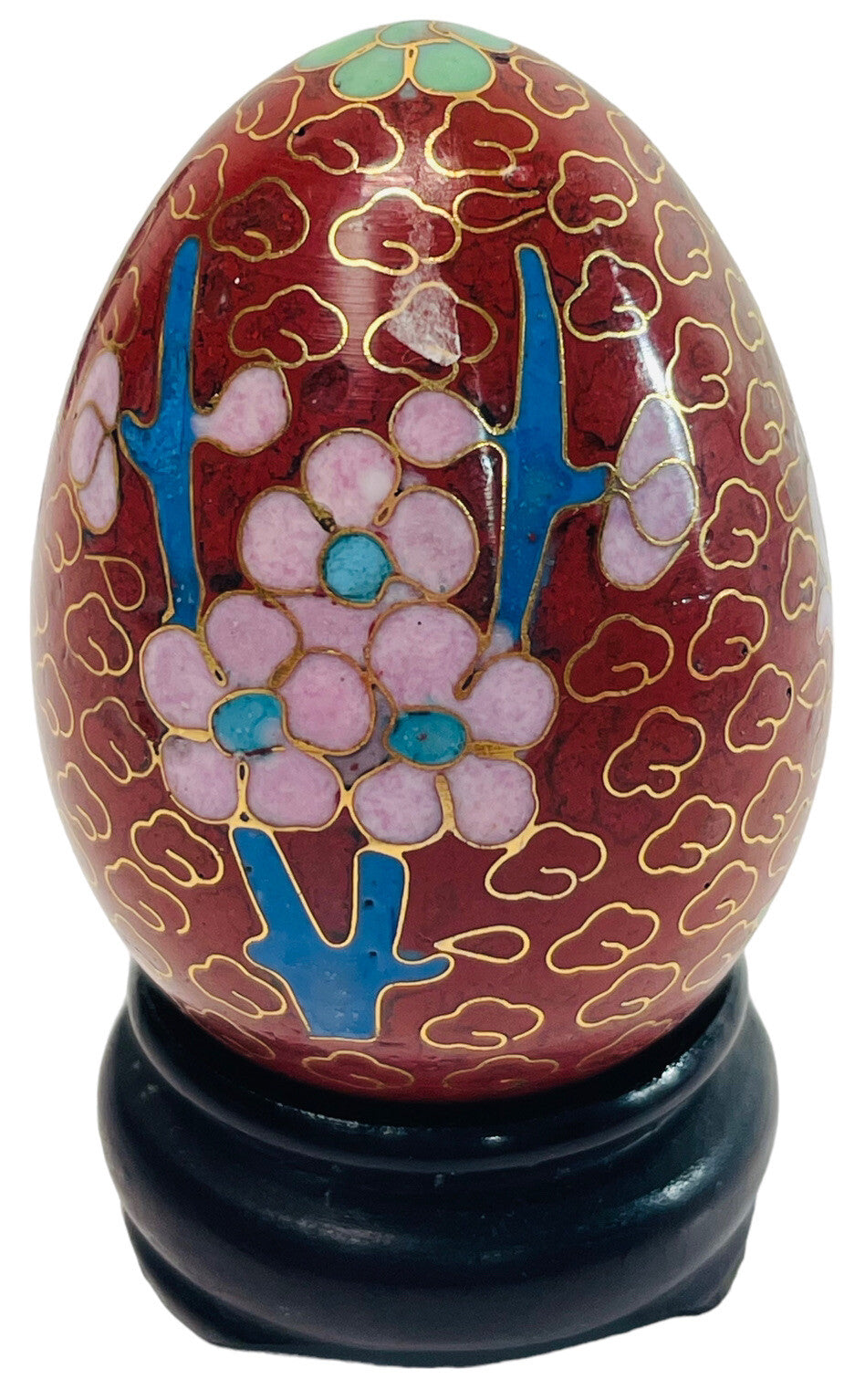 Vintage Hand Painted Floral Pattern Egg with Stand