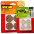 Lot of 2 Scotch 1.5" Brown Round Hard Surface Gripping Pads 8-Pk & 16 Felt Pads.