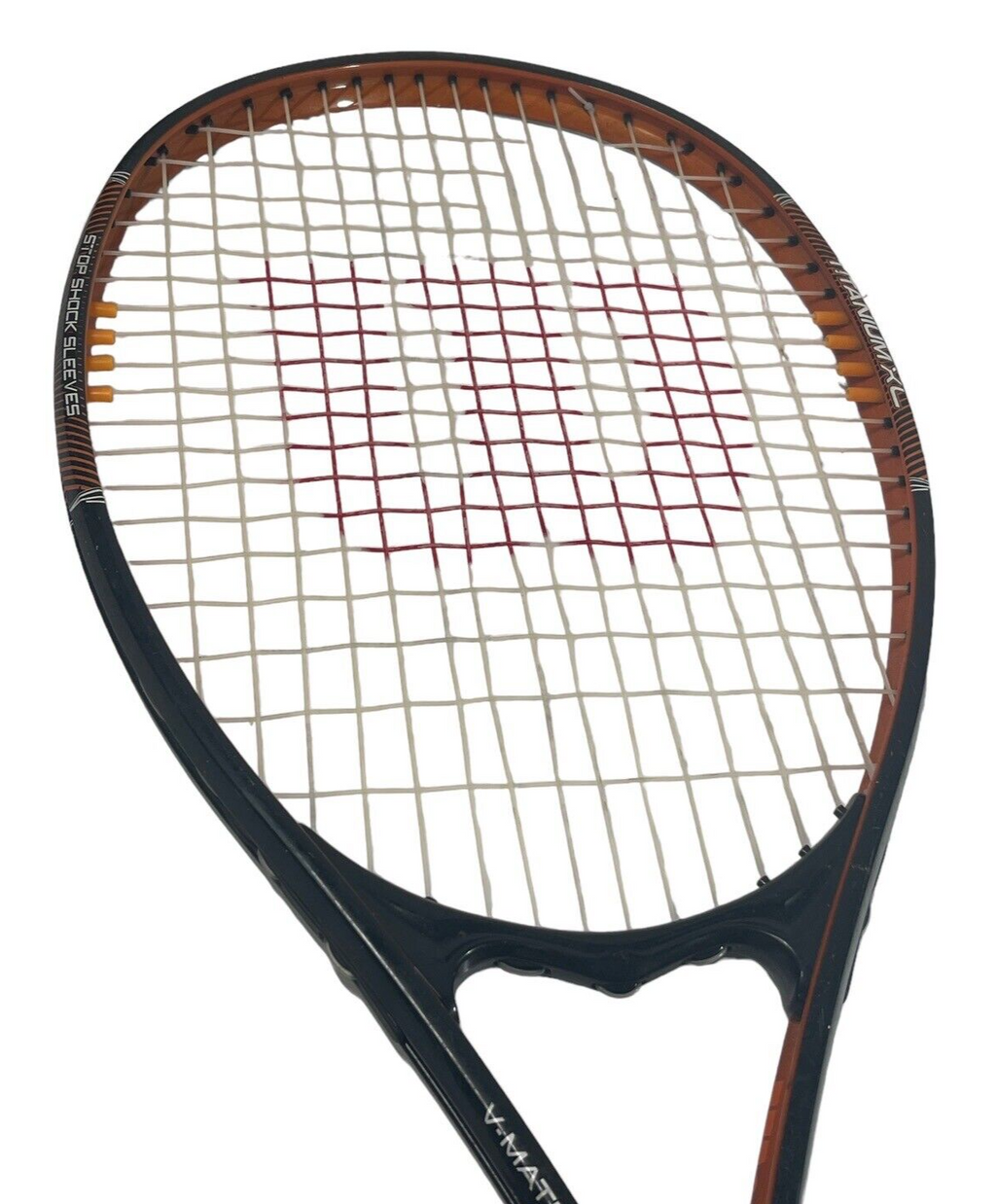 Wilson Titanium XL Tennis Racket 63 4 3/8, V-Matrix (VCV)~STOCK SHOCK SLEEVES.