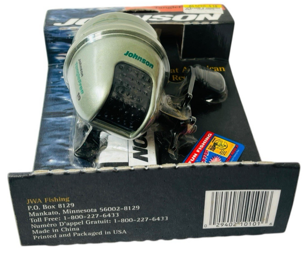 VINTAGE JOHNSON 10 TANGLE FREE FISHING REEL. NEW IN FACTORY SEAL PACKAGE.